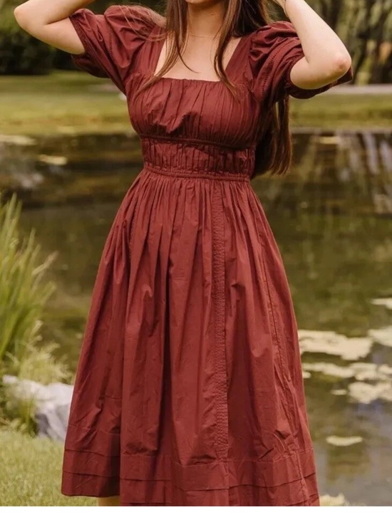 Ivy City Co Dresses & Skirts - Ivy City Co 100% Cotton Brooklyn Dress Spice Peasant Boho Midi Dress Size XL